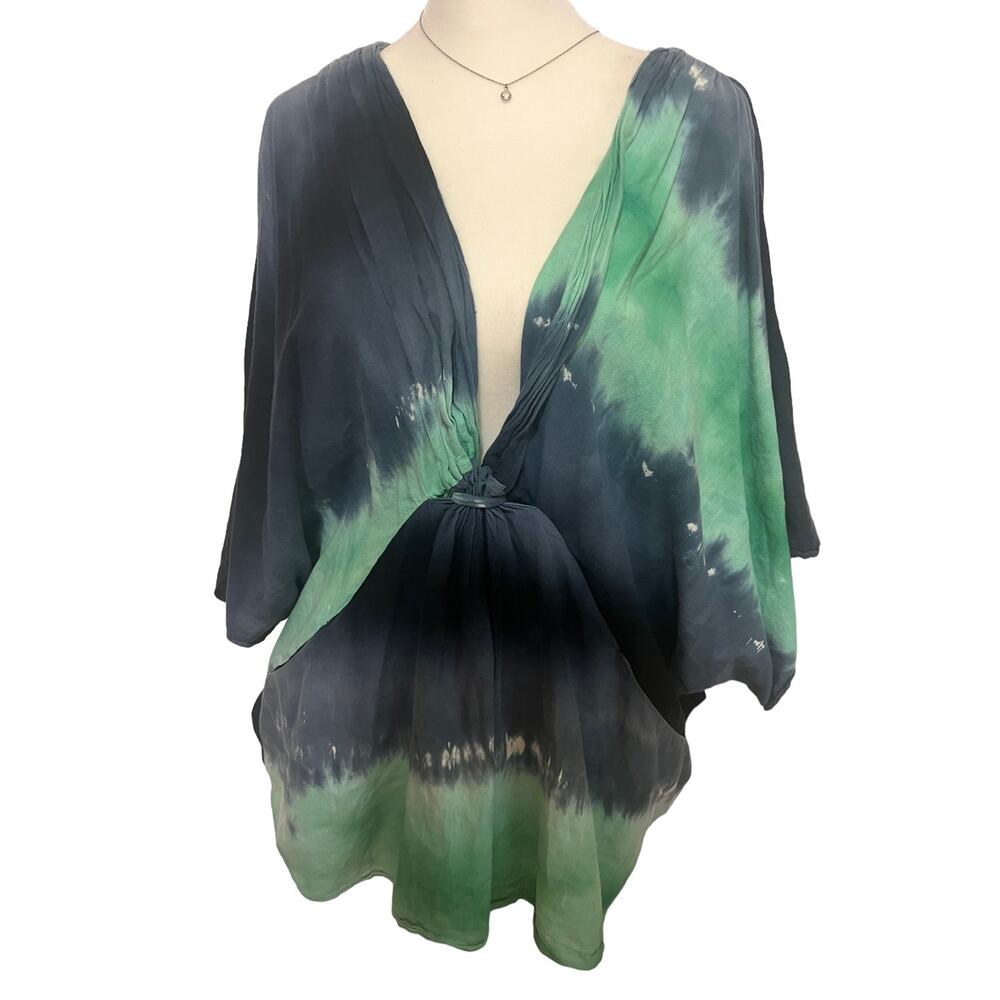 Bette Sandler Tye Dye Green Blue Swimsuit Cover Up Sz M